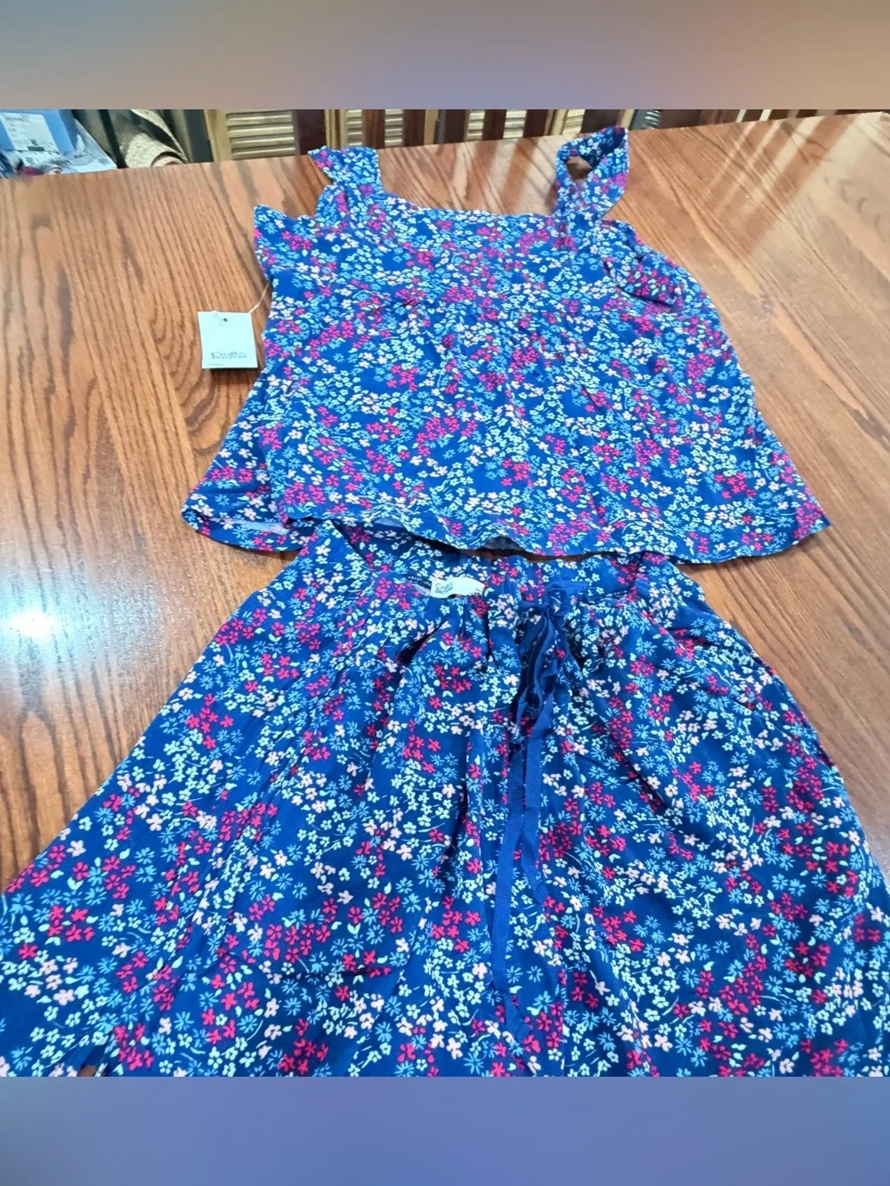 NWT croft & barrow Navy Blue Floral 2 piece sleepwear PJ Camisole Set Sz. XL